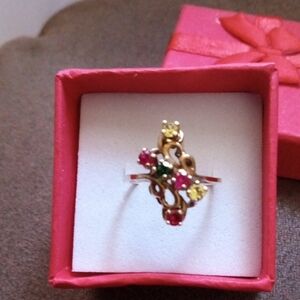 10k Gold Vintage Emerald Topaz Spinel Gemstone Ring